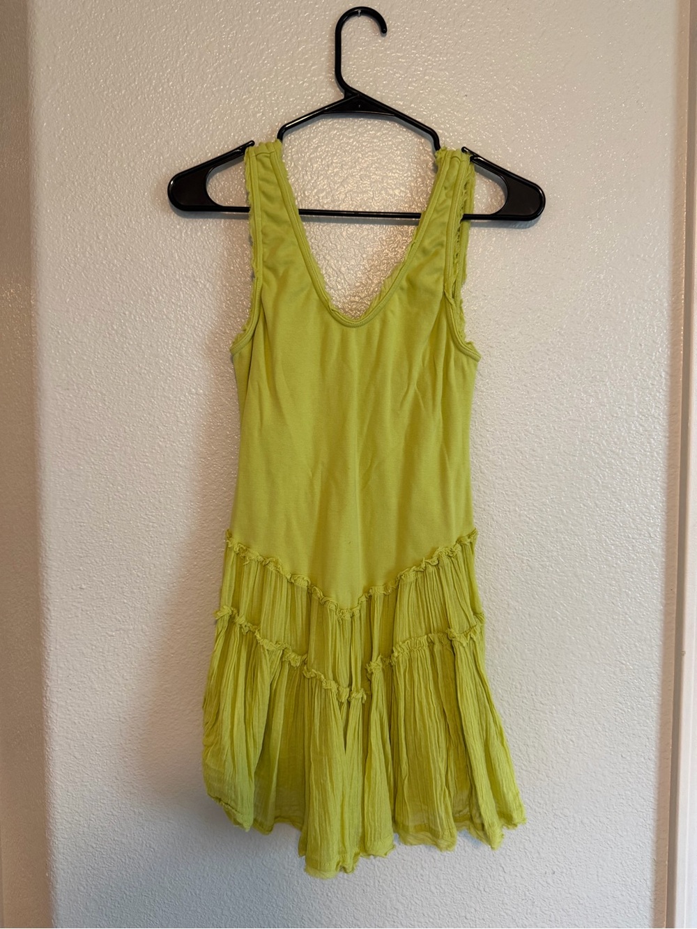 Free People Lightweight Lime Green Tiered Summer Dress - Worn Once!